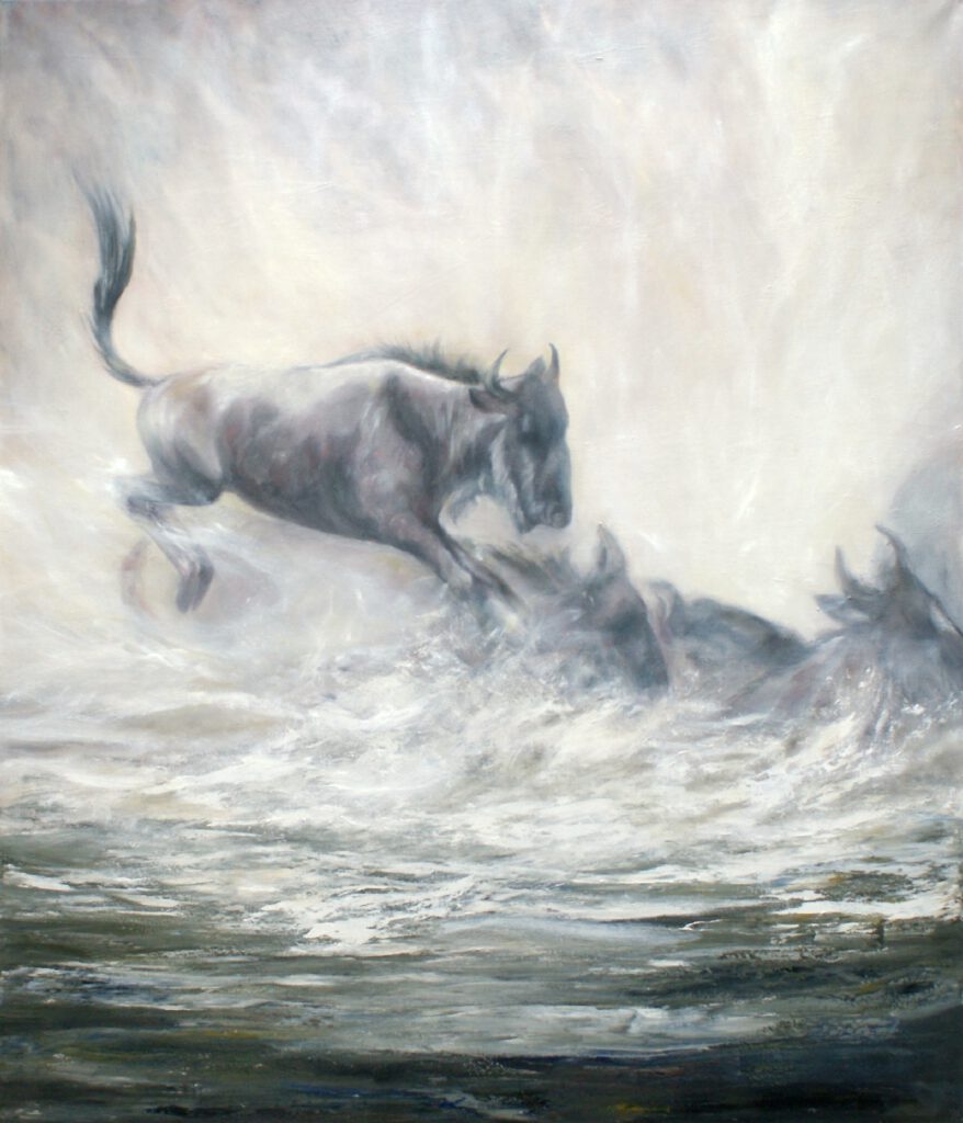 Gnu - Wanderung 150 x 130 cm Öl auf Leinwand